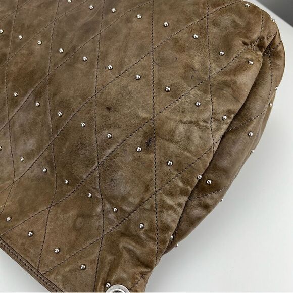 ABRO Hobo Taupe Leather Handbag Made in Italy - Picture 7 of 13